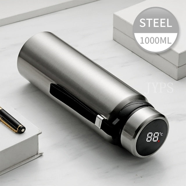 ThermoGuard 1000ml Stainless Steel Water Bottle - Advanced Temperature Display - Insulated Hot & Cold Flask