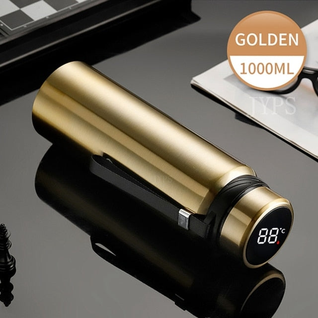 ThermoGuard 1000ml Stainless Steel Water Bottle - Advanced Temperature Display - Insulated Hot & Cold Flask