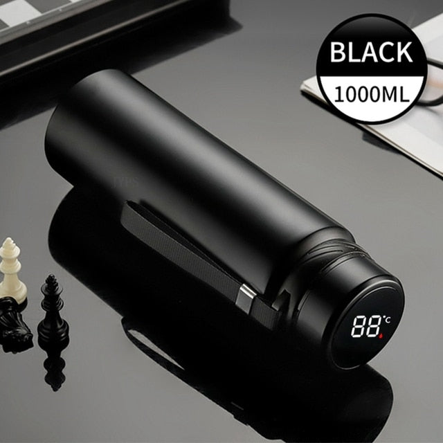 ThermoGuard 1000ml Stainless Steel Water Bottle - Advanced Temperature Display - Insulated Hot & Cold Flask