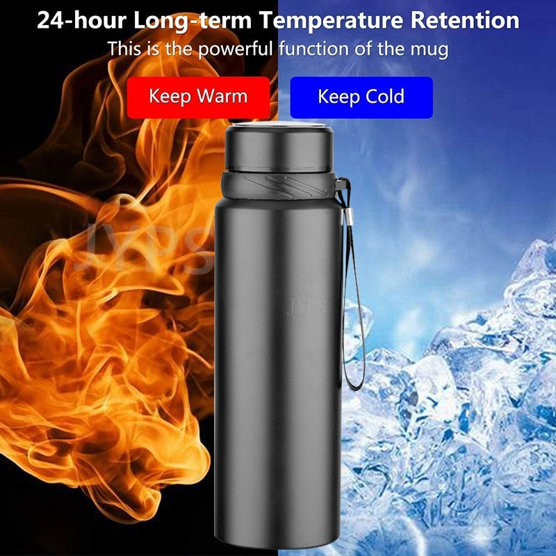 ThermoGuard 1000ml Stainless Steel Water Bottle - Advanced Temperature Display - Insulated Hot & Cold Flask