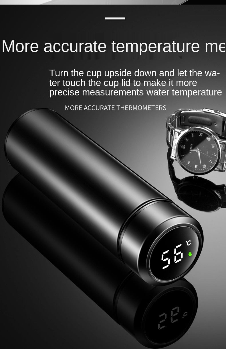 500ml Stainless Steel Water Bottle - Advanced Temperature Display - Insulated Hot & Cold Flask