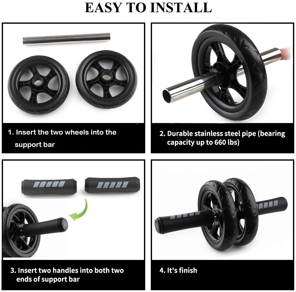 Pro Ab Roller - Premium Abdominal Workout Wheel with Non-Slip Mat Product Description: